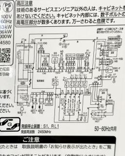 A circuit diagram on the side of an oven 