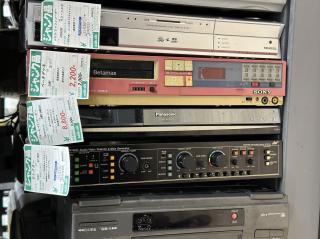 A red Sony Betamax deck 
