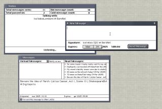 Screenshot of LACS, showing Status, Messages and New Message