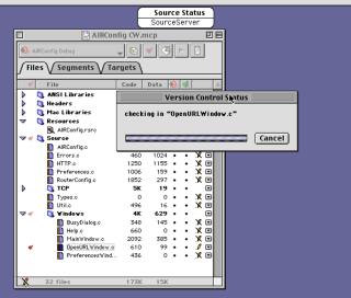 The check-in progress window in CodeWarrior on MacOS 9