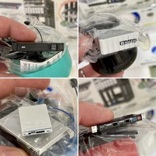 Four images of the contents of the four unique items. They are small plastic toy versions of- APC rack mount UPS- NetApp DAS- NEC router- f5 machine