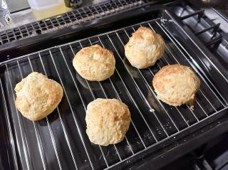 Buttermilk biscuits on a grill rack