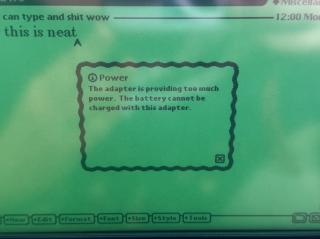 Newton OS dialogThe adapter is providing too much power. The battery cannot be charged with this adapter.