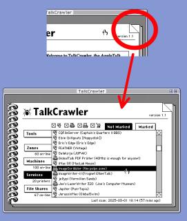 HyperCard screenshot showing how to access the marked services page