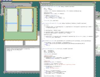 List Manager demo with two lists of random strings, with a focus rect around the second one. In the background the C code powering it is also visible