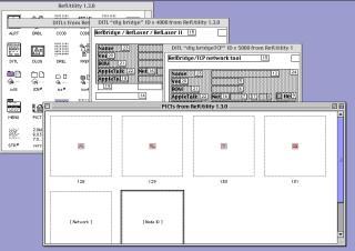 ResEdit screenshot revealing DITLs with the titles of the listed devices, as well as matching icons such as a small laserwriter.