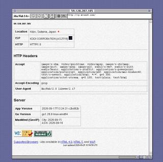 MacWeb 2.0c browser opening ip.mroach.com