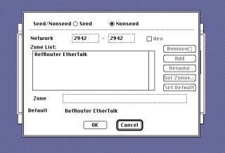 The EtherTalk config dialog.Now “Nonseed” is checked