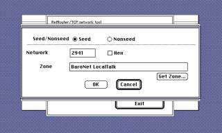 The LocalTalk config dialog, now zone is “BaroNet LocalTalk”