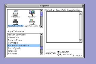 Chooser Screenshot showing RefRouter LocalTalk (empty)