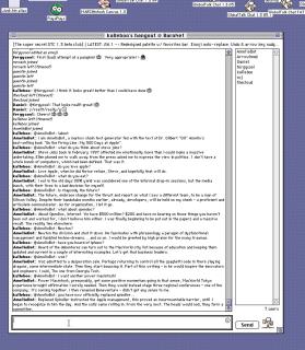 A screenshot of a chat window with kalleboo interrogating @AmelioBot who is responding with utter nonsense